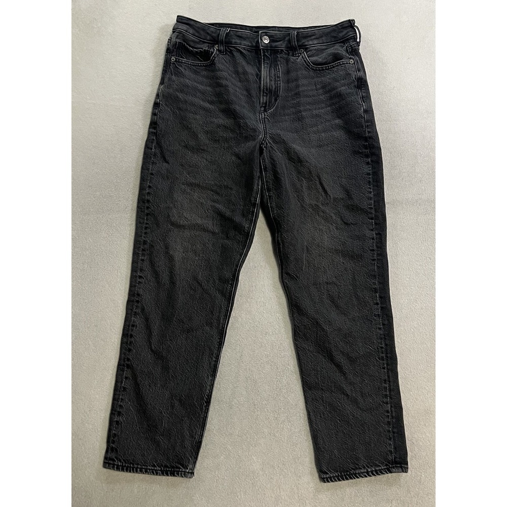 American Eagle Stretch Mom Jeans Women's Size 10 Short Black Denim Fits 30x26